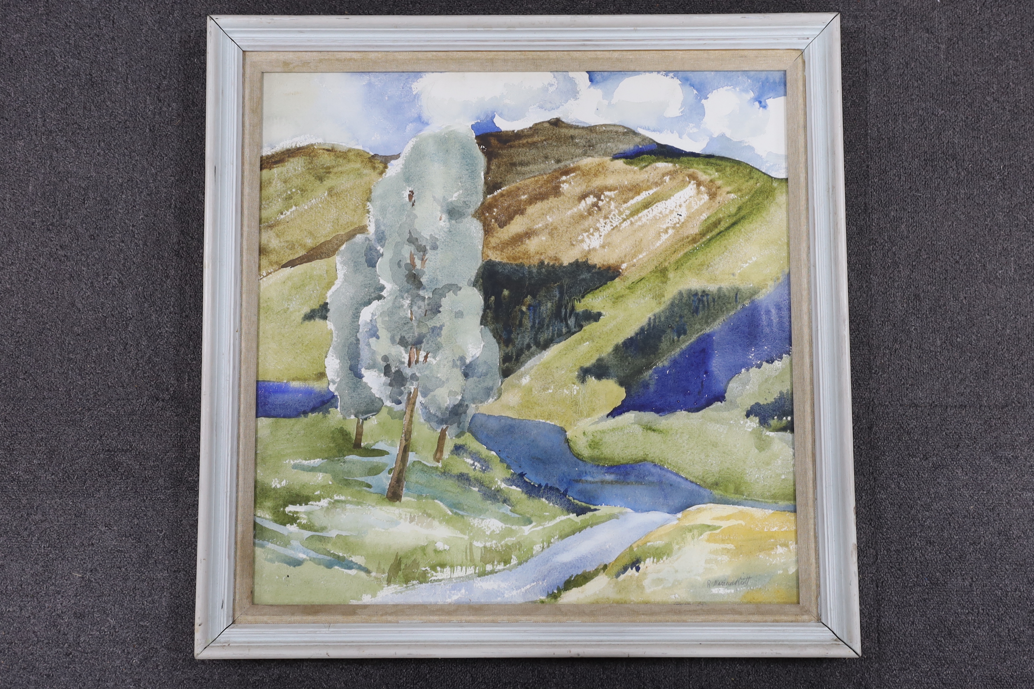 Robert Macdonald Scott (1914-1996), watercolour, Mountain landscape, signed, 55 x 55cm